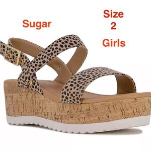 Sugar Leopard Print Girls' Wedge Sandals